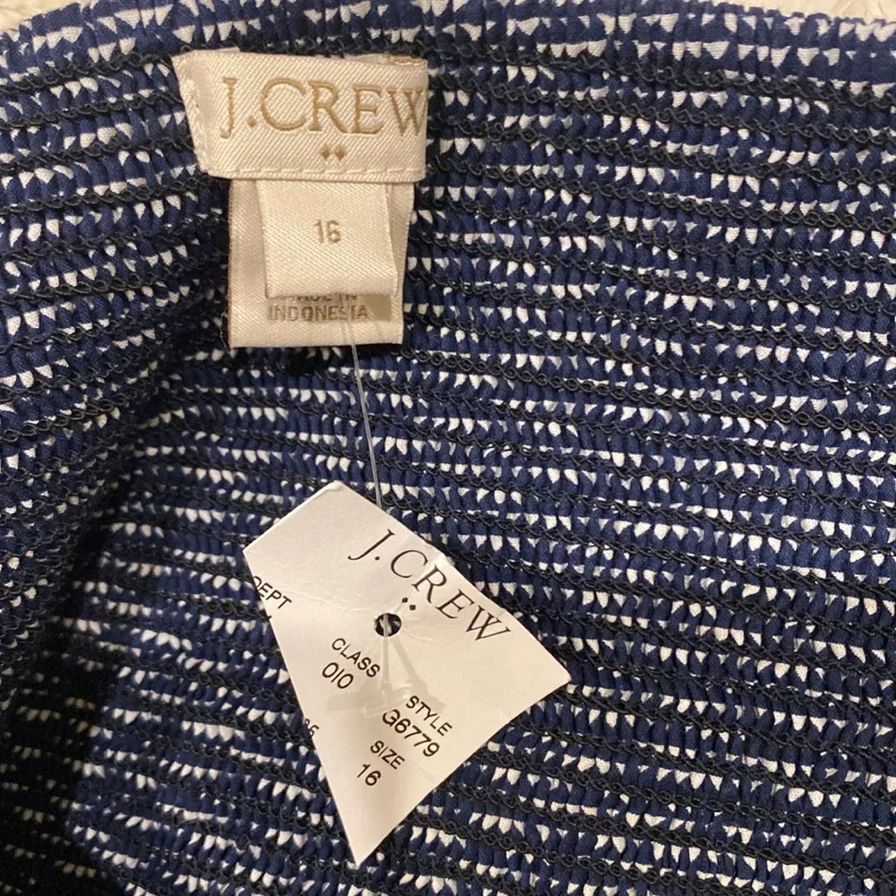 J Crew blue and white spaghetti strips summer dress with lining size 16.